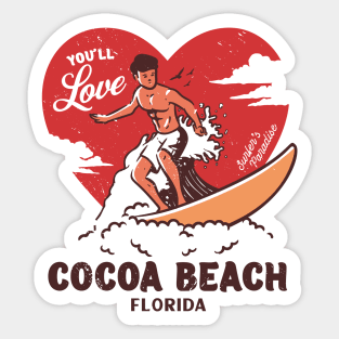 Vintage Surfing You'll Love Cocoa Beach, Florida // Retro Surfer's Paradise Sticker